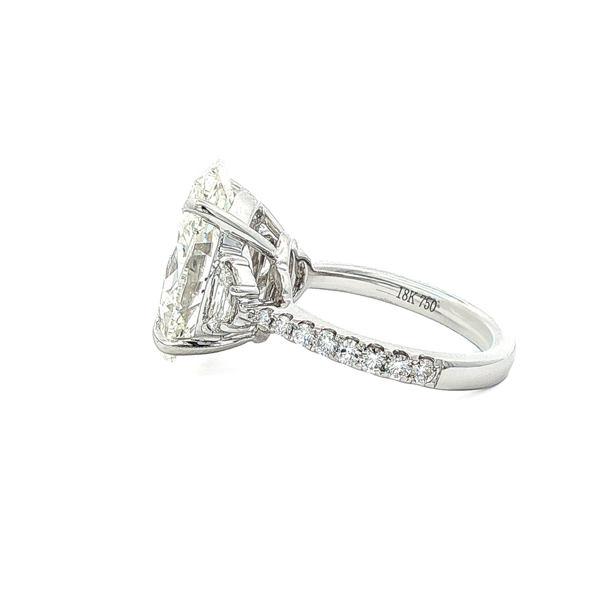 Juleve 18kt White Gold 8.02ct Oval Diamond Three-Stone Pave Engagement Ring 5,5.5,6,6.5,7,7.5,8