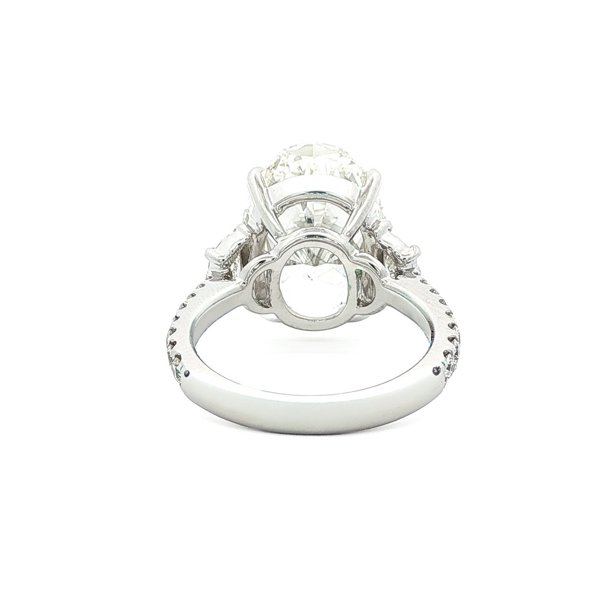 Juleve 18kt White Gold 8.02ct Oval Diamond Three-Stone Pave Engagement Ring 5,5.5,6,6.5,7,7.5,8