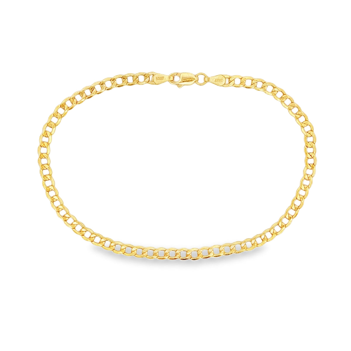 14kt Yellow Gold 3.35mm Semi Solid Curb Chain Bracelet -2 Lengths 7 Inch,8 Inch