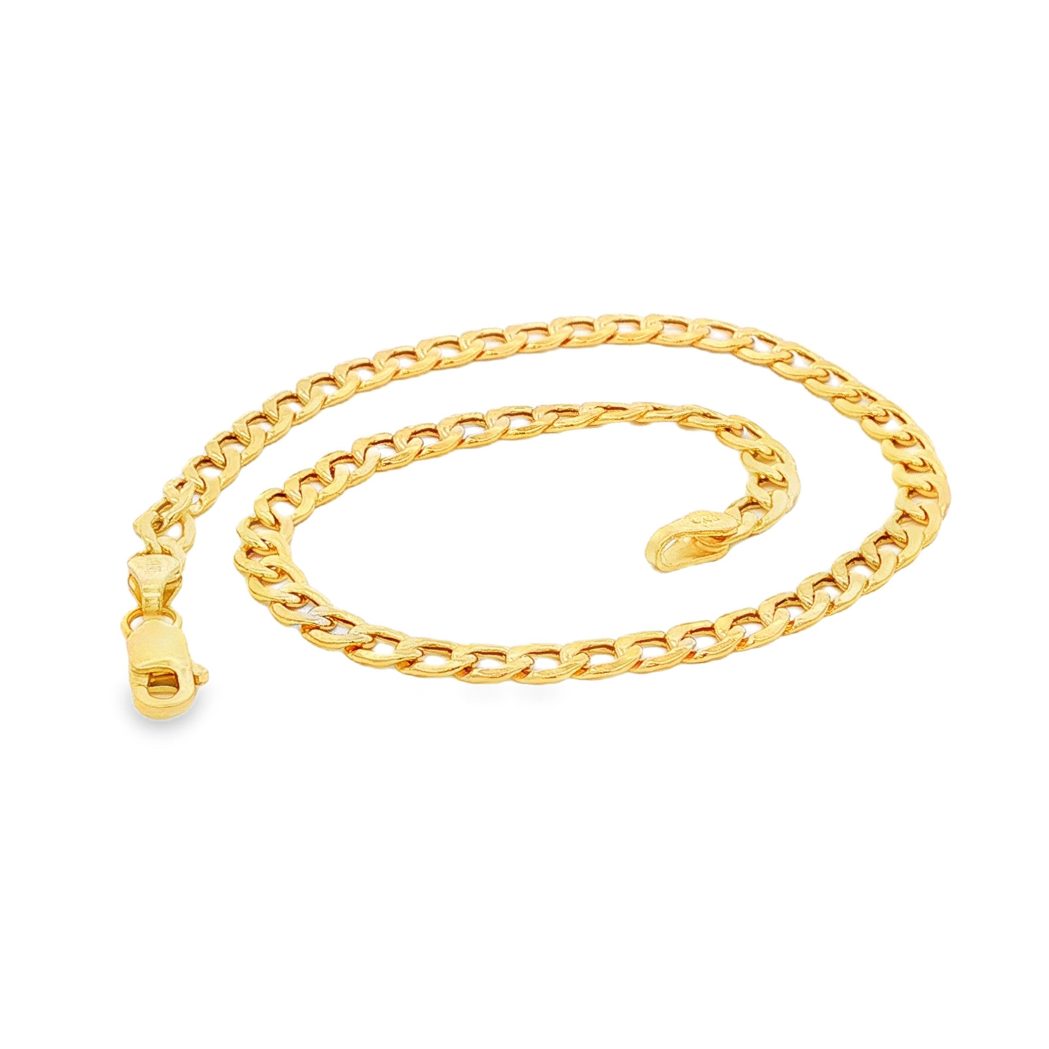 14kt Yellow Gold 3.35mm Semi Solid Curb Chain Bracelet -2 Lengths 7 Inch,8 Inch