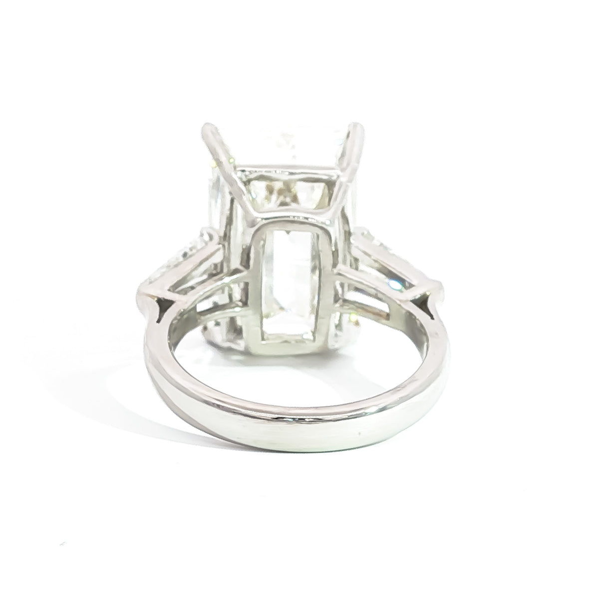 Platinum 8.93 Emerald Cut Diamond with .40 Tapered Baguette Engagement Ring 5,5.5,6,6.5,7,7.5,8
