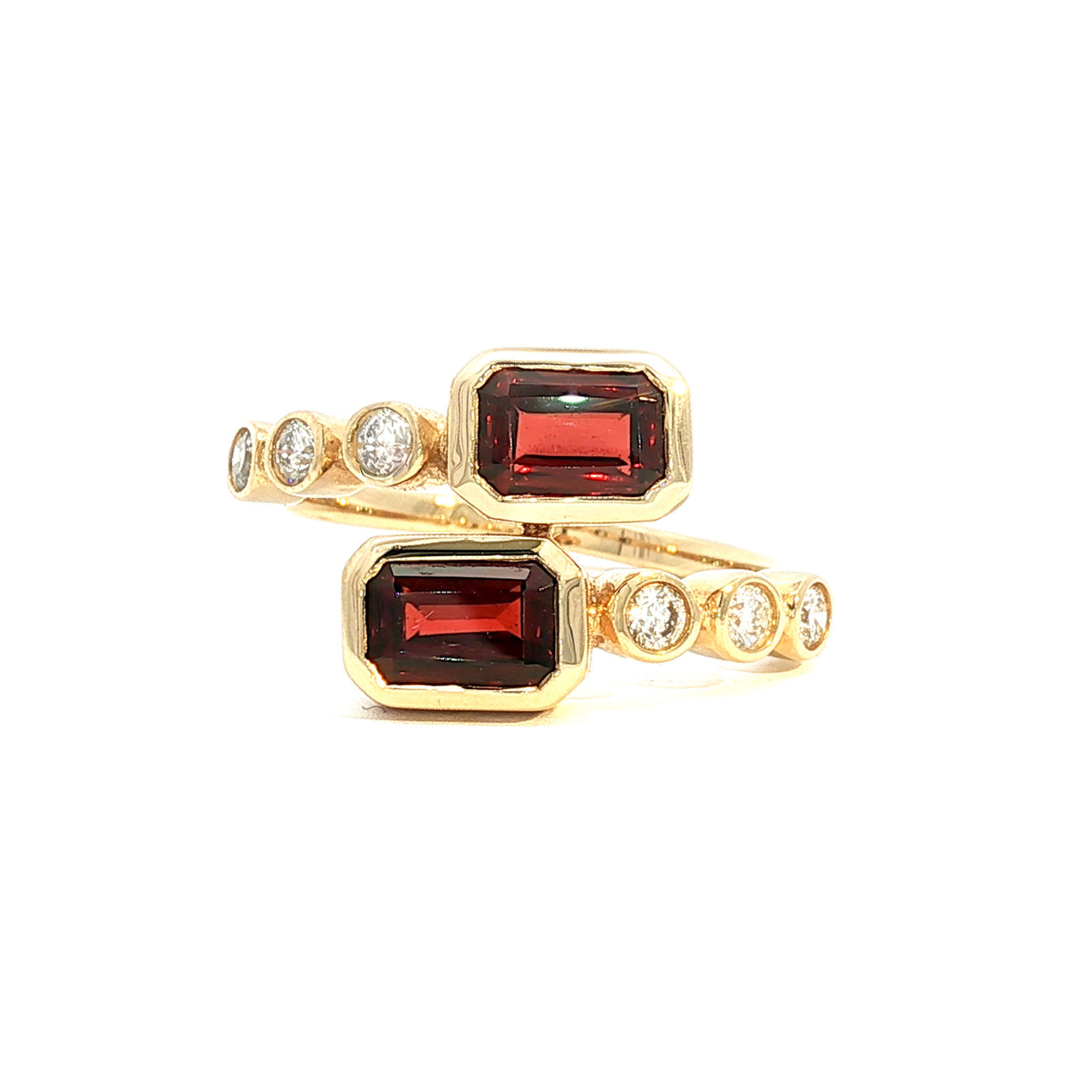 14kt Yellow Gold 1.50 ctw Emerald Cut Garnet Bypass Ring 5,5.5,6,6.5,7,7.5,8,8.5,9