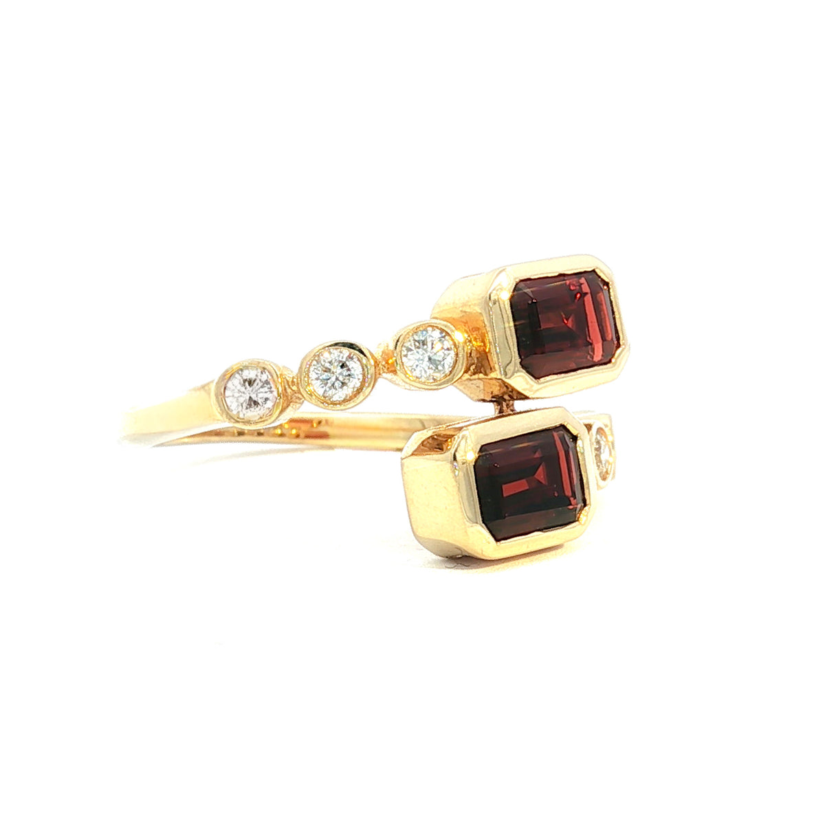 14kt Yellow Gold 1.50 ctw Emerald Cut Garnet Bypass Ring 5,5.5,6,6.5,7,7.5,8,8.5,9
