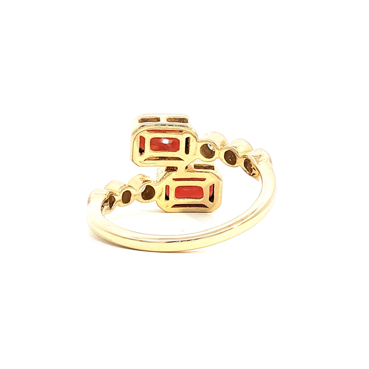 14kt Yellow Gold 1.50 ctw Emerald Cut Garnet Bypass Ring 5,5.5,6,6.5,7,7.5,8,8.5,9