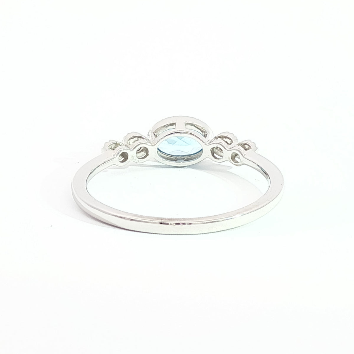 14kt White Gold & .50 ct Oval Blue Topaz & Diamond Milgrain Ring 5,5.5,6,6.5,7,7.5,8,8.5,9