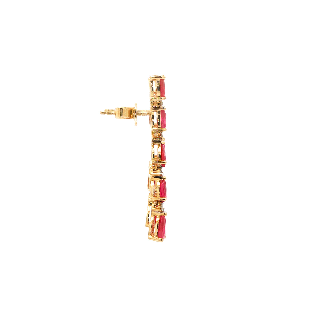 14kt Yellow Gold 2.87 ctw Pear-Shaped Ruby & 0.13 ctw Diamond Dangle Earrings