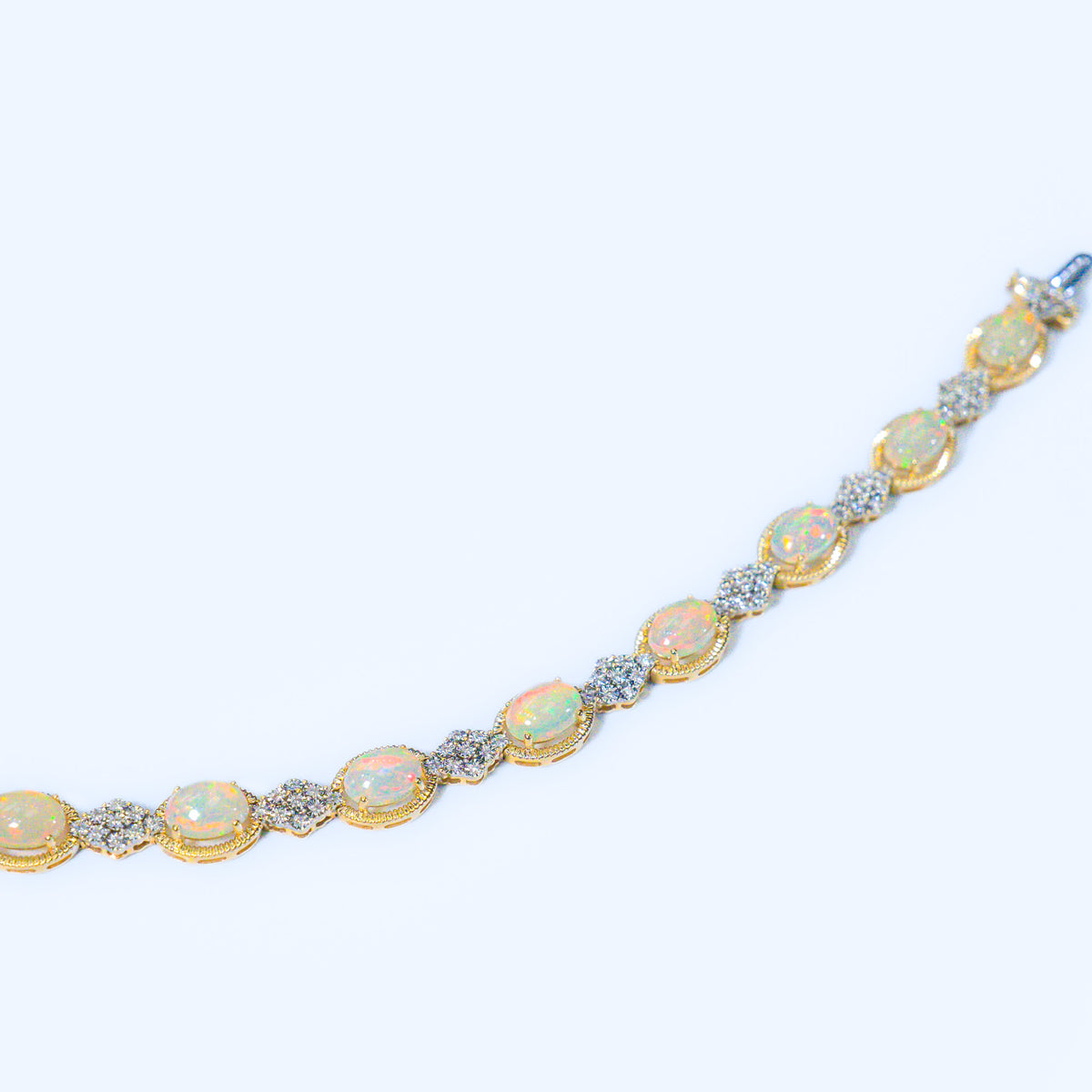 6.00 ctw Opal & .33 ctw Diamond 14kt Gold Bracelet