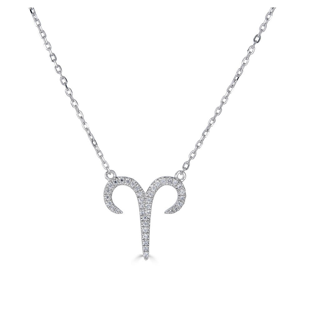 14KT GOLD 0.12 CARAT ROUND DIAMOND ARIES NECKLACE- 2 COLORS White