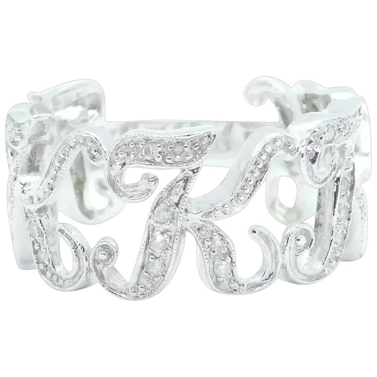 14kt White Gold Diamond Letter / Initial K Ring
