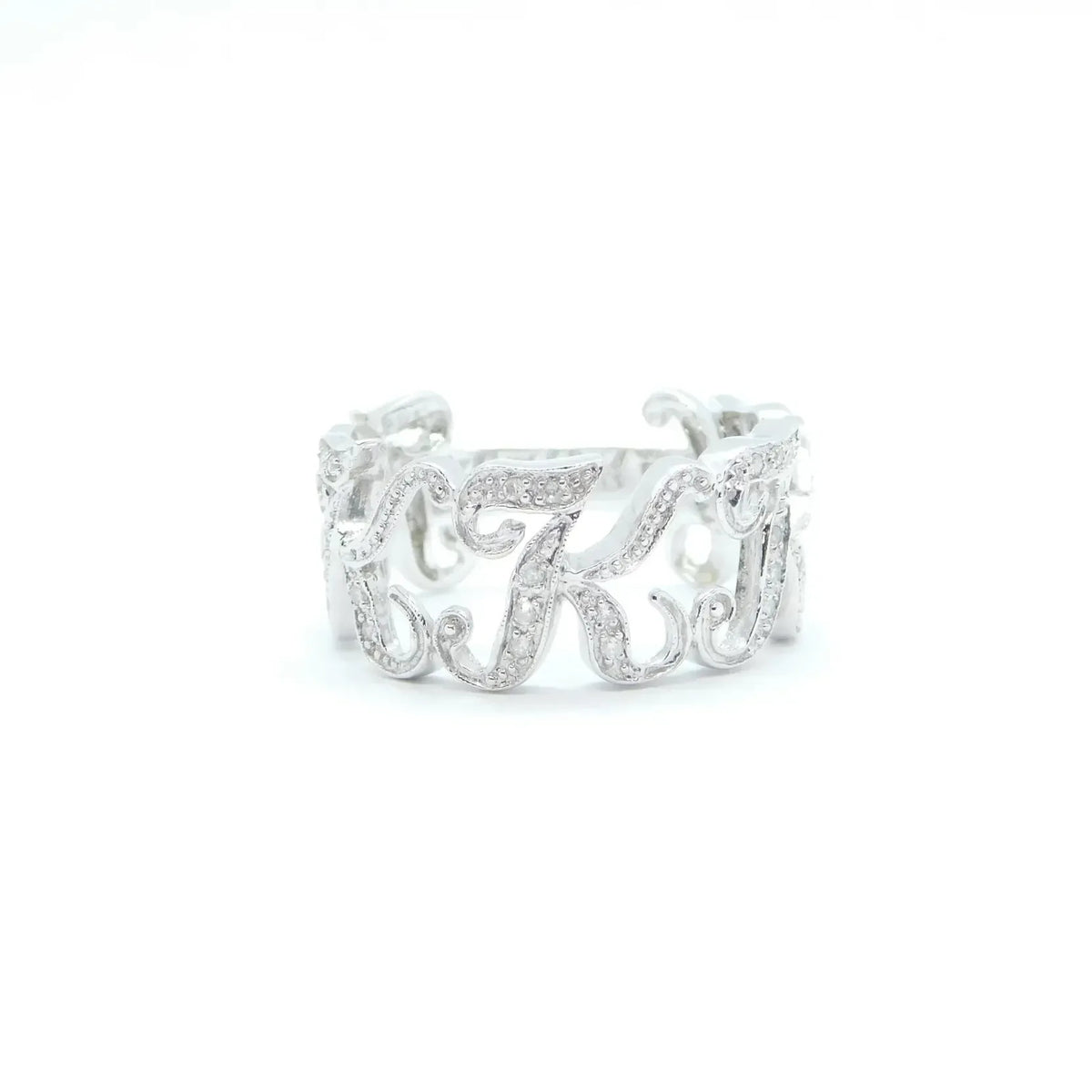 14kt White Gold Diamond Letter / Initial K Ring