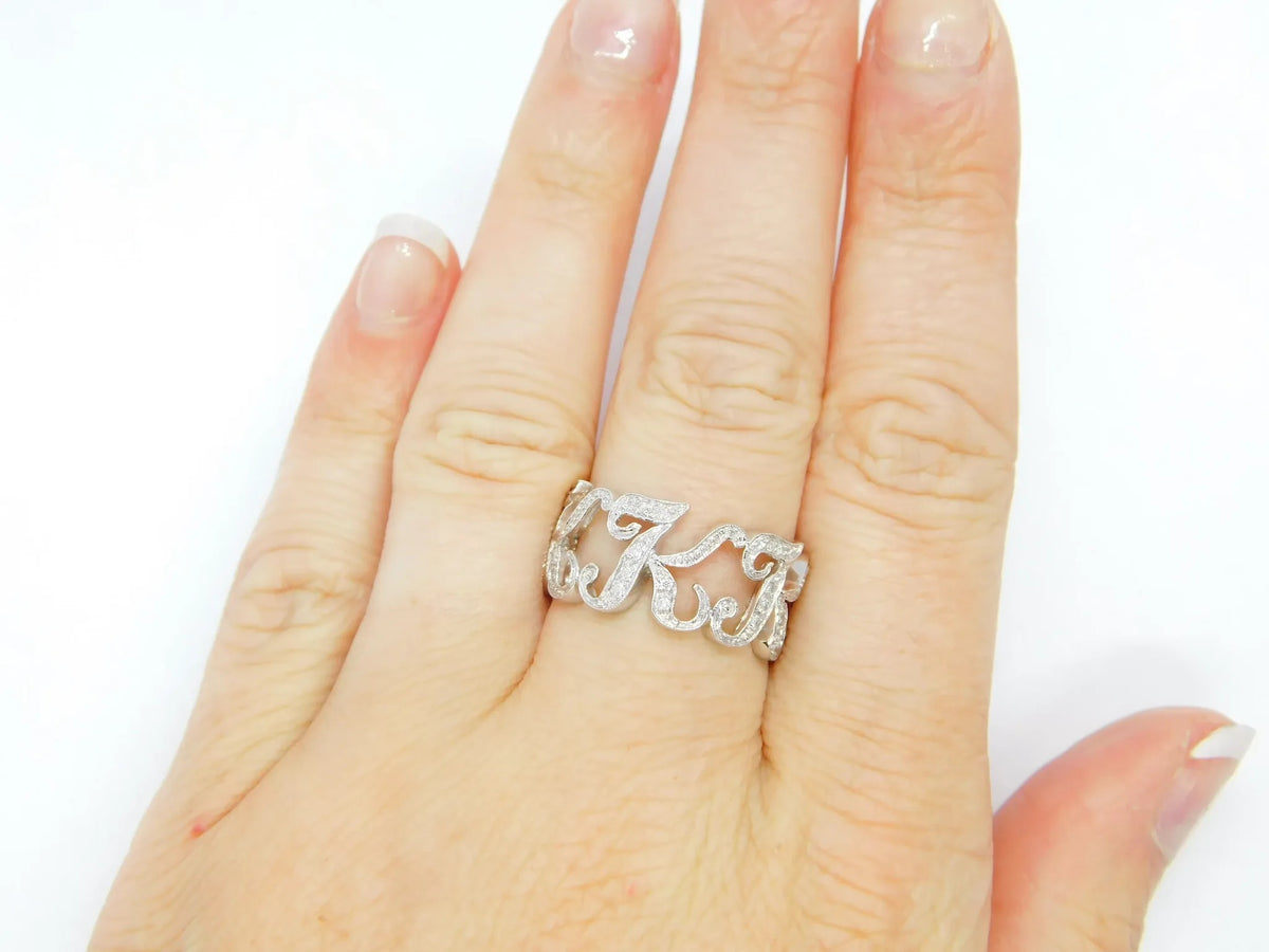 14kt White Gold Diamond Letter / Initial K Ring