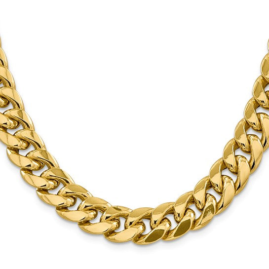 14KT YELLOW GOLD 13.2MM SEMI SOLID MIAMI CUBAN CHAIN - 3 LENGTHS 24 Inch,26 Inch,30 Inch