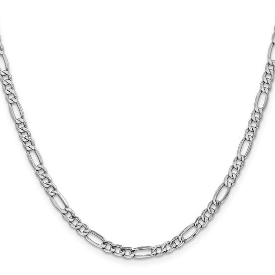 14KT GOLD 4.4MM SEMI SOLID FIGARO CHAIN NECKLACE - 4 LENGTHS 16 Inch / White,18 Inch / White,20 Inch / White,24 Inch / White
