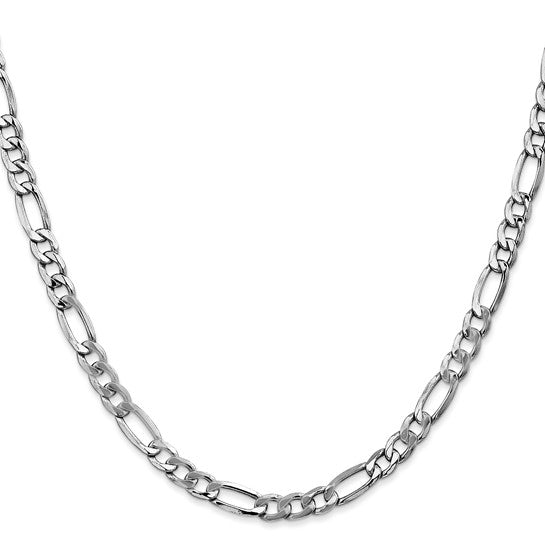 14KT GOLD 5.75MM SEMI SOLID FIGARO CHAIN NECKLACE - 4 LENGTHS & 2 COLORS 16 Inch / White,18 Inch / White,20 Inch / White,24 Inch / White