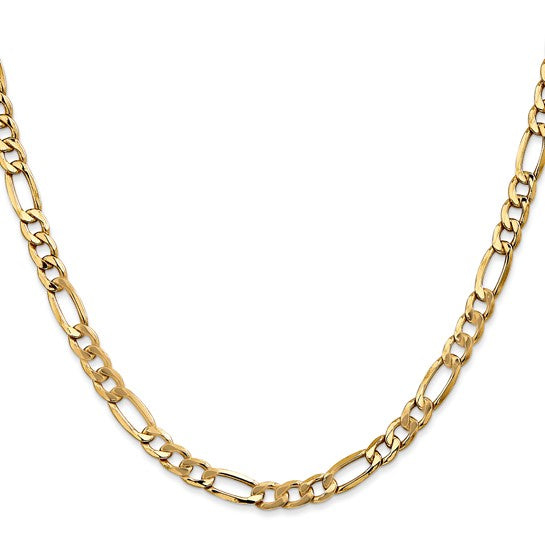 14KT GOLD 5.75MM SEMI SOLID FIGARO CHAIN NECKLACE - 4 LENGTHS & 2 COLORS 16 Inch / Yellow,18 Inch / Yellow,20 Inch / Yellow,24 Inch / Yellow