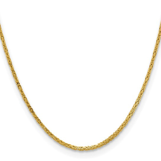 14KT GOLD 2MM SOLID BYZANTINE CHAIN NECKLACE - 4 LENGTHS 16 Inch / Yellow,18 Inch / Yellow,20 Inch / Yellow,24 Inch / Yellow