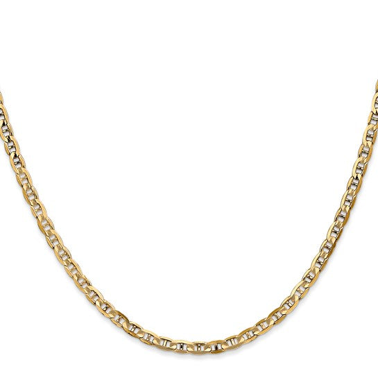 14KT YELLOW GOLD 3MM CONCAVE ANCHOR CHAIN NECKLACE - 4 LENGTHS 16 Inch,18 Inch,20 Inch,24 Inch