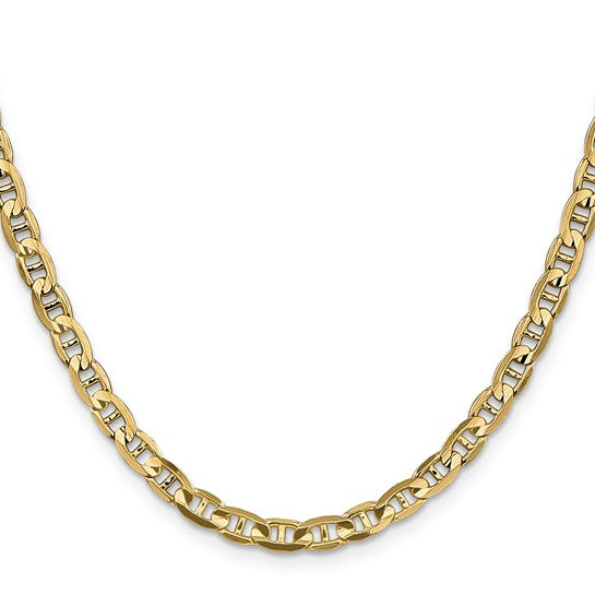 14KT GOLD 4.5MM CONCAVE ANCHOR CHAIN NECKLACE - 3 LENGTHS & 2 COLORS 18 Inch / White,18 Inch / Yellow,20 Inch / White,20 Inch / Yellow,24 Inch / White,24 Inch / Yellow