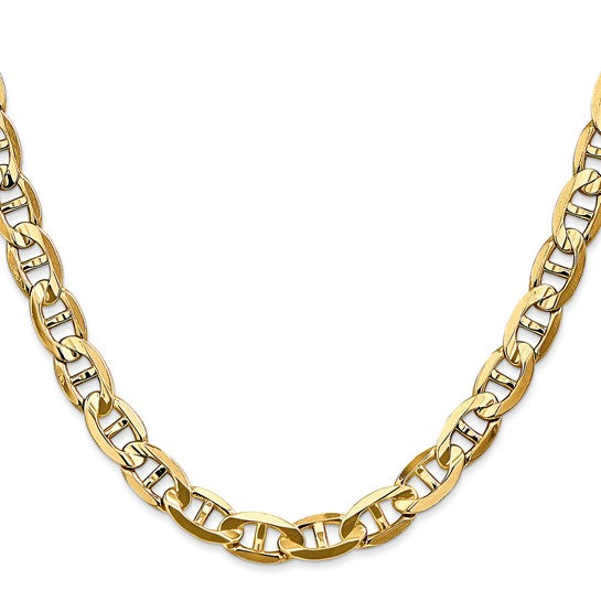 14K Yellow Gold 22in 7mm Concave Anchor Necklace Chain