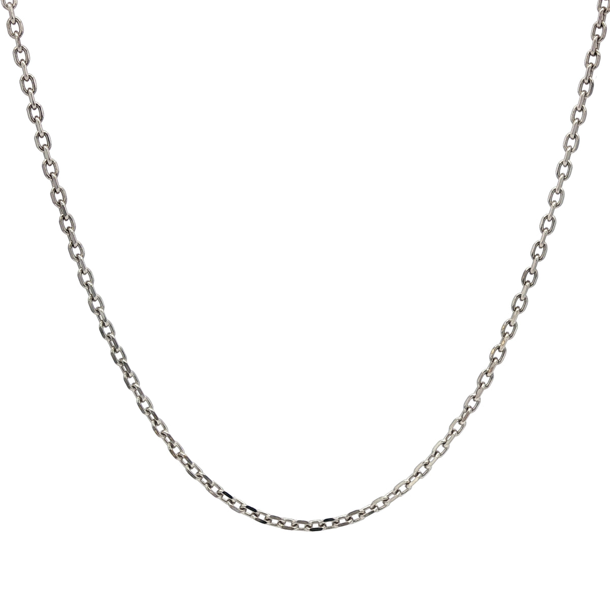 14KT GOLD 1.40MM DIAMOND CUT CABLE LINK CHAIN - 2 COLORS & 3 LENGTHS White / 16",White / 18",White / 20"