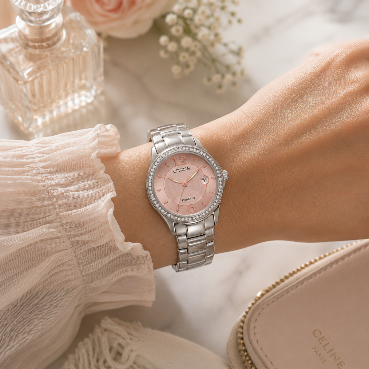 Women's Citizen Watch with Silhouette Crystal Pink Dial