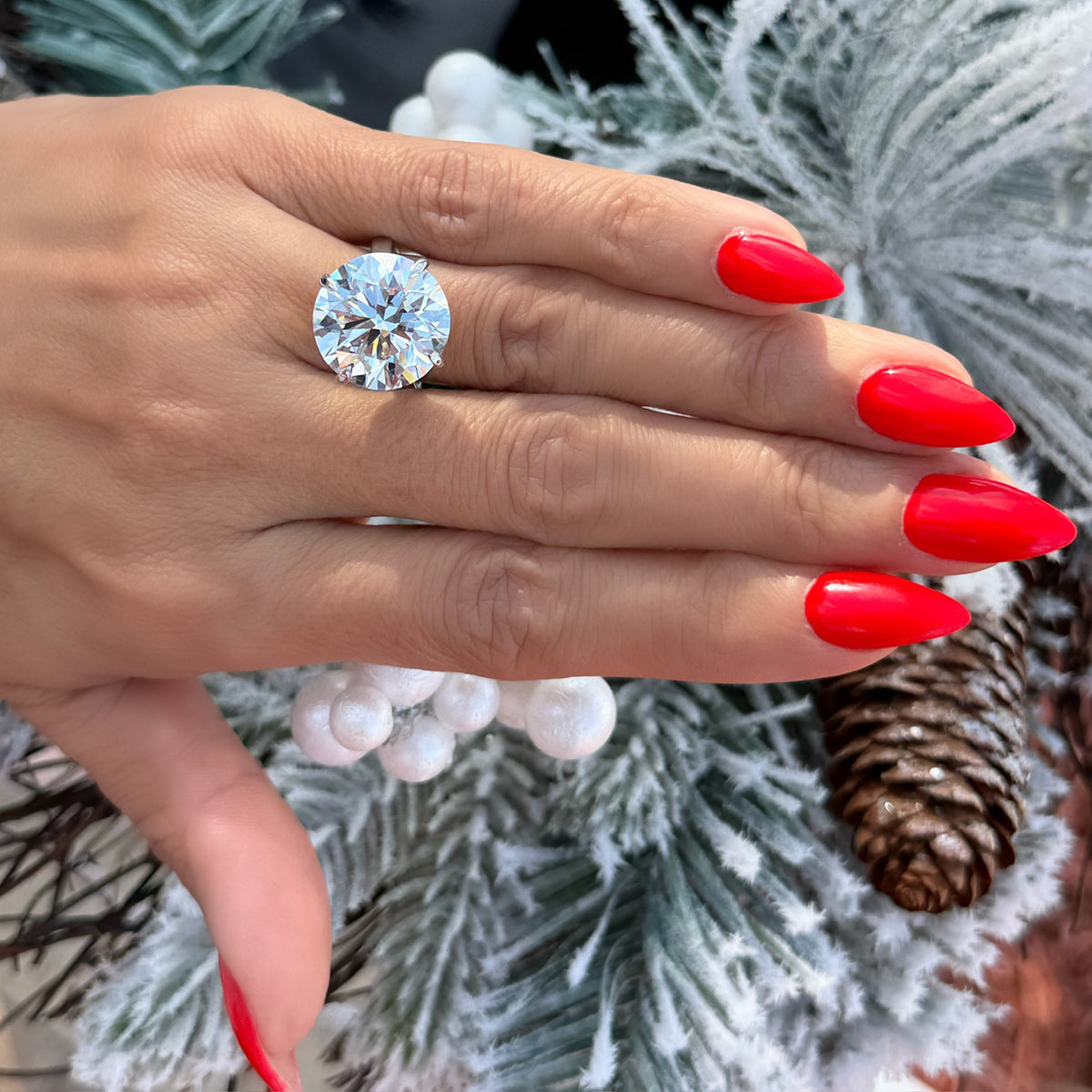 14kt White Gold 4-Prong Solitaire 17.50 Round Brilliant Diamond Engagement Ring 5,5.5,6,6.5,7,7.5,8,8.5,9