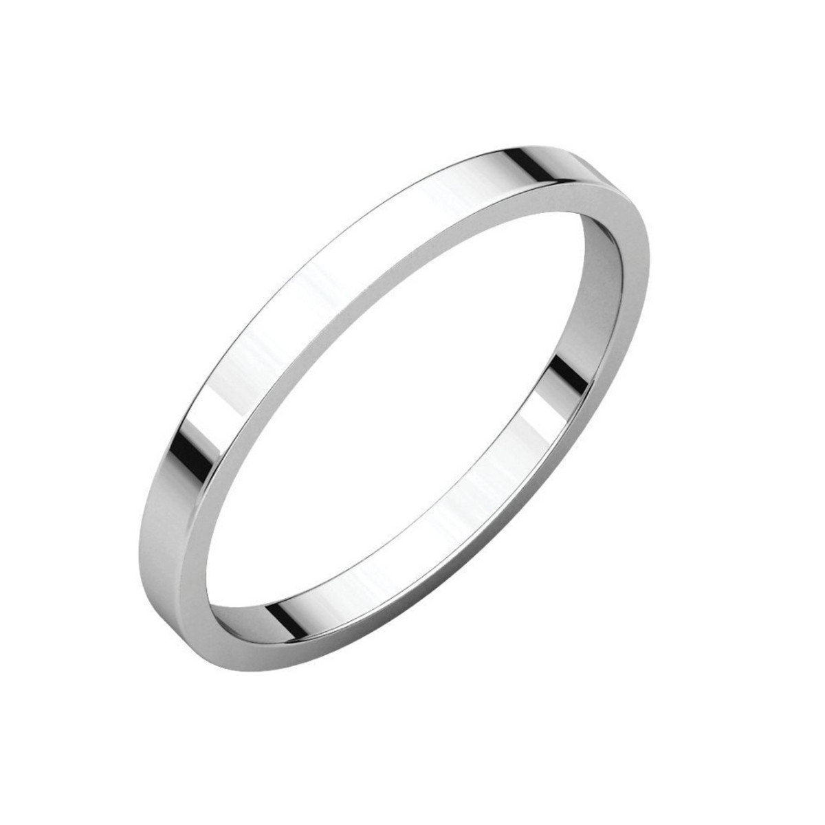 Women's Platinum 2mm Flat Wedding Band 4,4.5,5,5.5,6,6.5,7,7.5,8,8.5,9