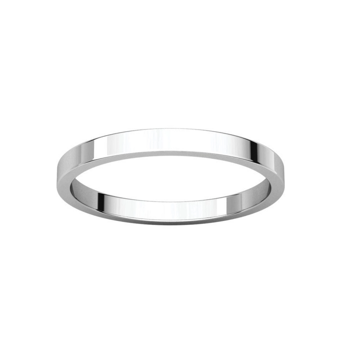 Women's Platinum 2mm Flat Wedding Band 4,4.5,5,5.5,6,6.5,7,7.5,8,8.5,9