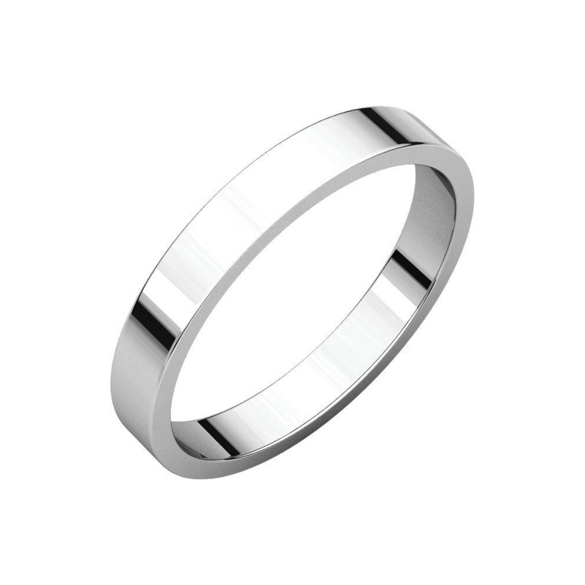 Women's Platinum 3mm Flat Wedding Band 4,4.5,5,5.5,6,6.5,7,7.5,8,8.5,9