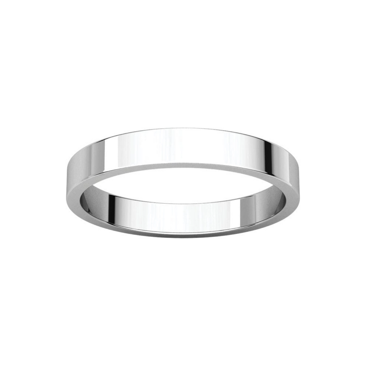 Women's Platinum 3mm Flat Wedding Band 4,4.5,5,5.5,6,6.5,7,7.5,8,8.5,9