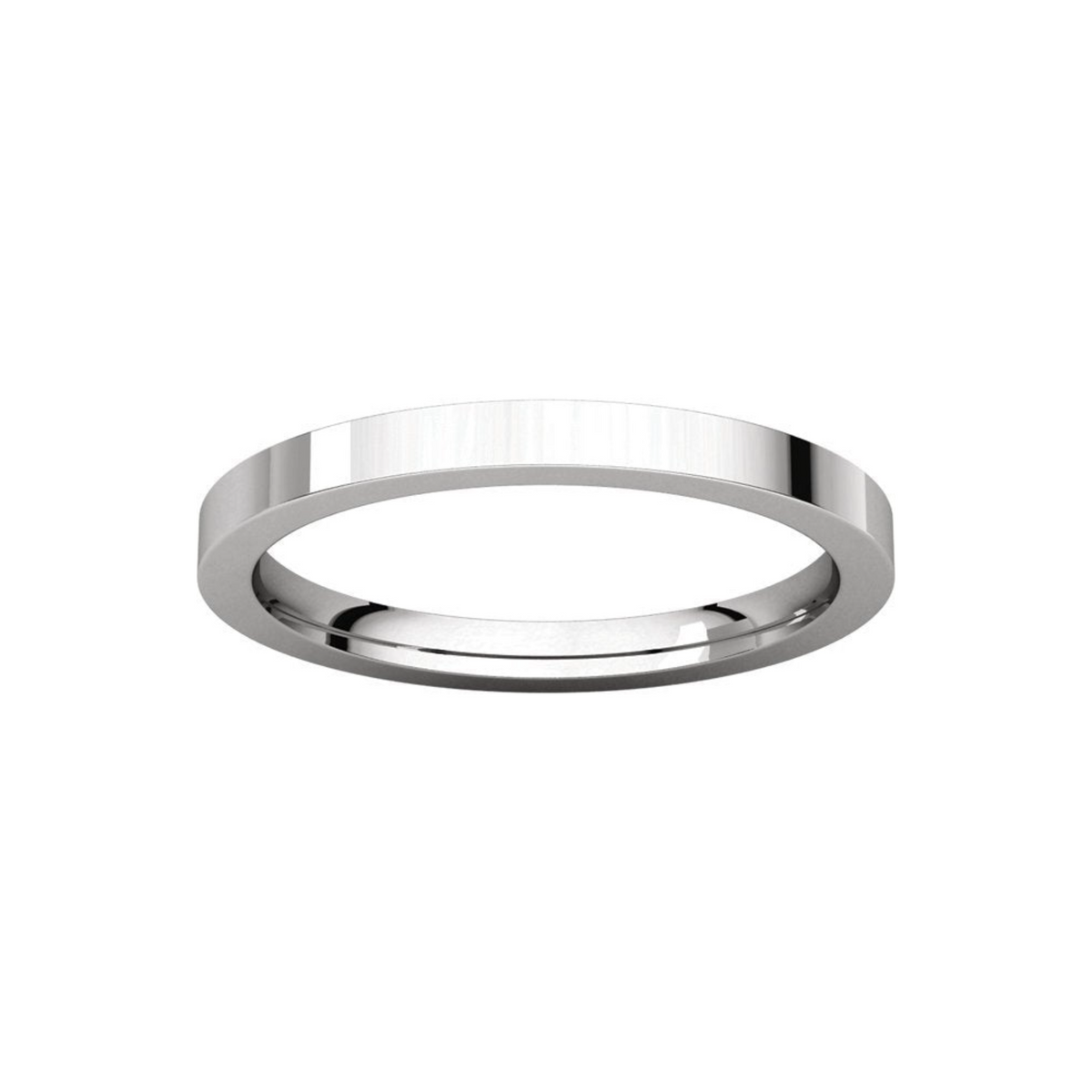 Women's Platinum 2mm Flat Comfort Fit Wedding Band 4,4.5,5,5.5,6,6.5,7,7.5,8,8.5,9