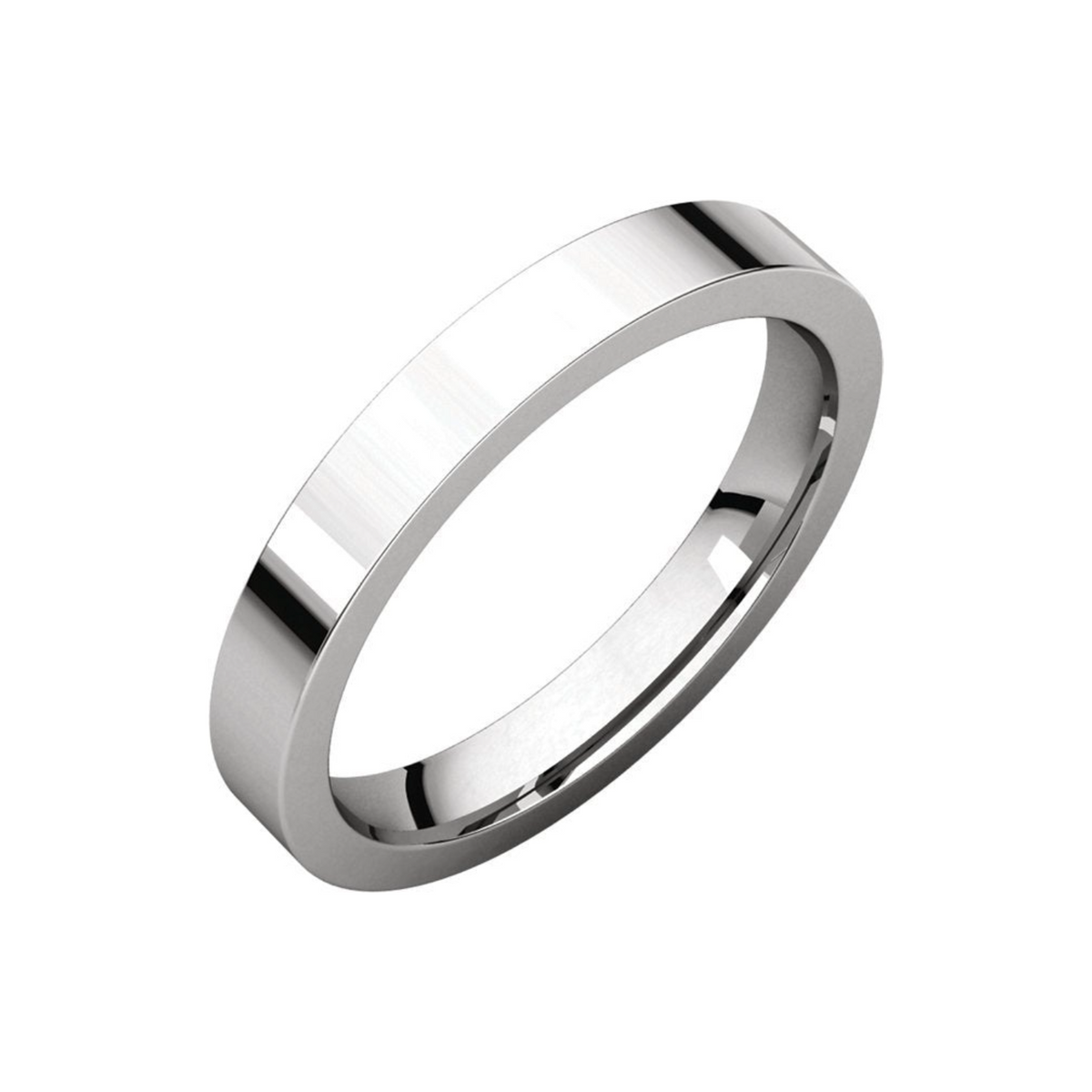 WOMEN'S PLATINUM 3MM FLAT COMFORT FIT WEDDING BAND 4,4.5,5,5.5,6,6.5,7,7.5,8,8.5,9