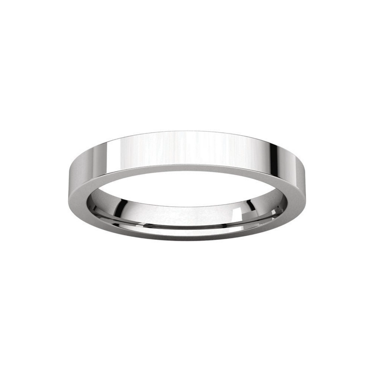 WOMEN'S PLATINUM 3MM FLAT COMFORT FIT WEDDING BAND 4,4.5,5,5.5,6,6.5,7,7.5,8,8.5,9