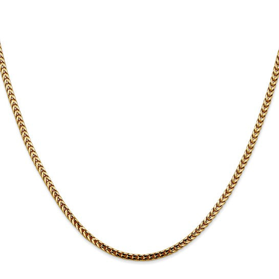 14KT GOLD 2.5MM FRANCO CHAIN NECKLACE - 4 LENGTHS & 2 COLORS 16 Inch / Yellow,18 Inch / Yellow,20 Inch / Yellow,24 Inch / Yellow