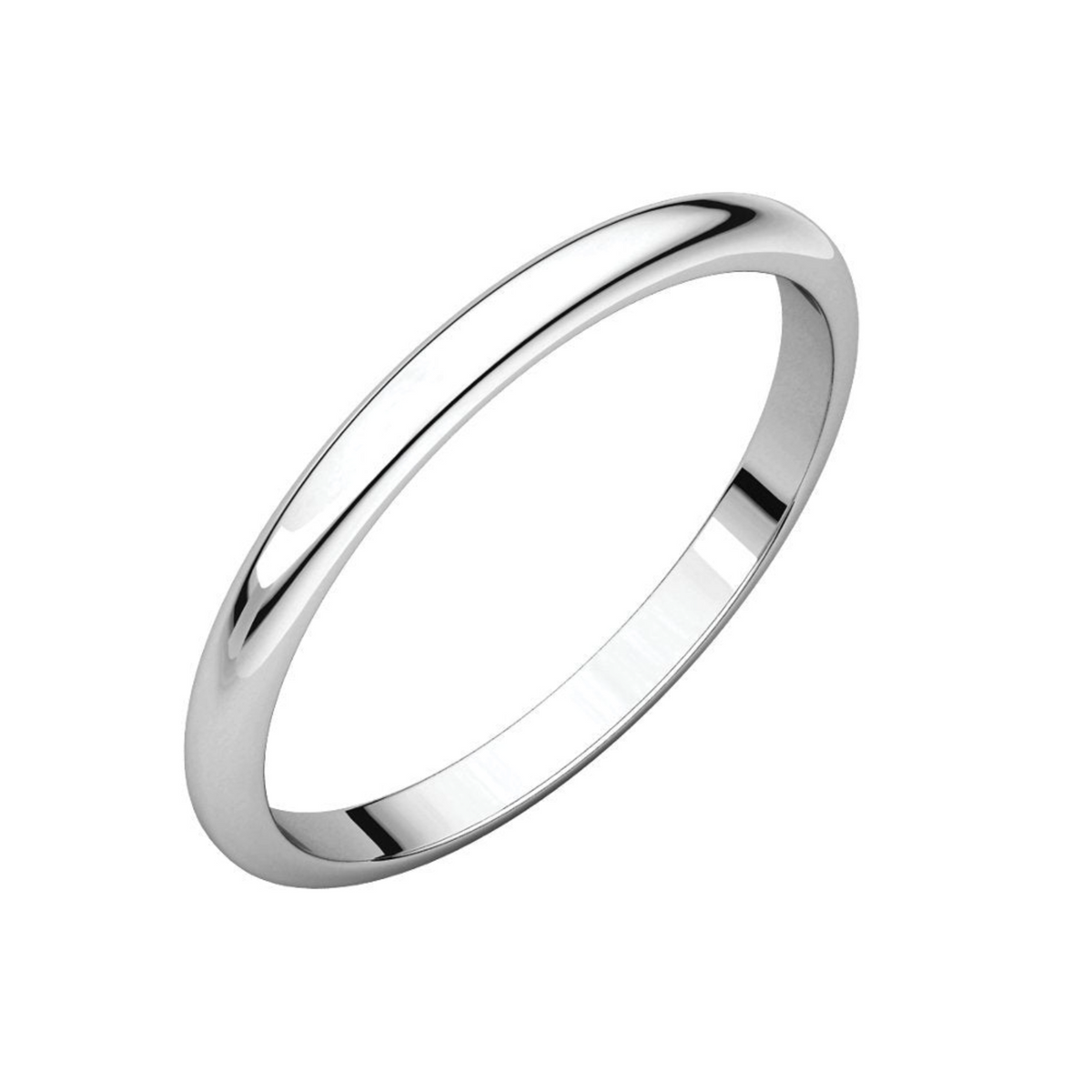 Women's Platinum 2mm Half Round Light Wedding Band 4,4.5,5,5.5,6,6.5,7,7.5,8,8.5,9