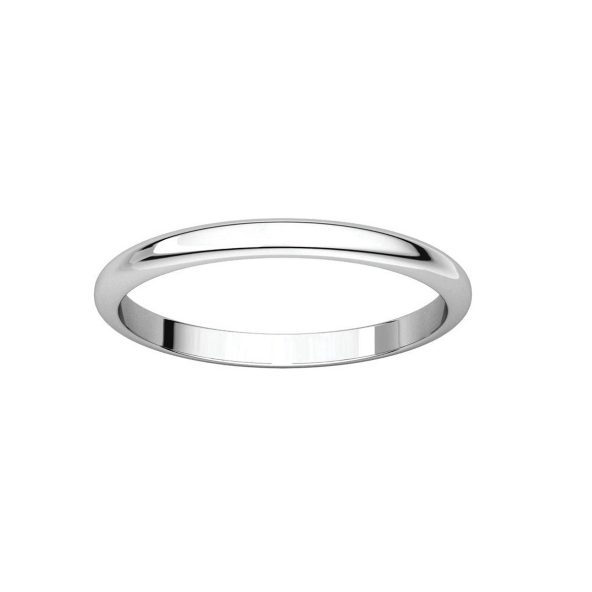 Women's Platinum 2mm Half Round Light Wedding Band 4,4.5,5,5.5,6,6.5,7,7.5,8,8.5,9