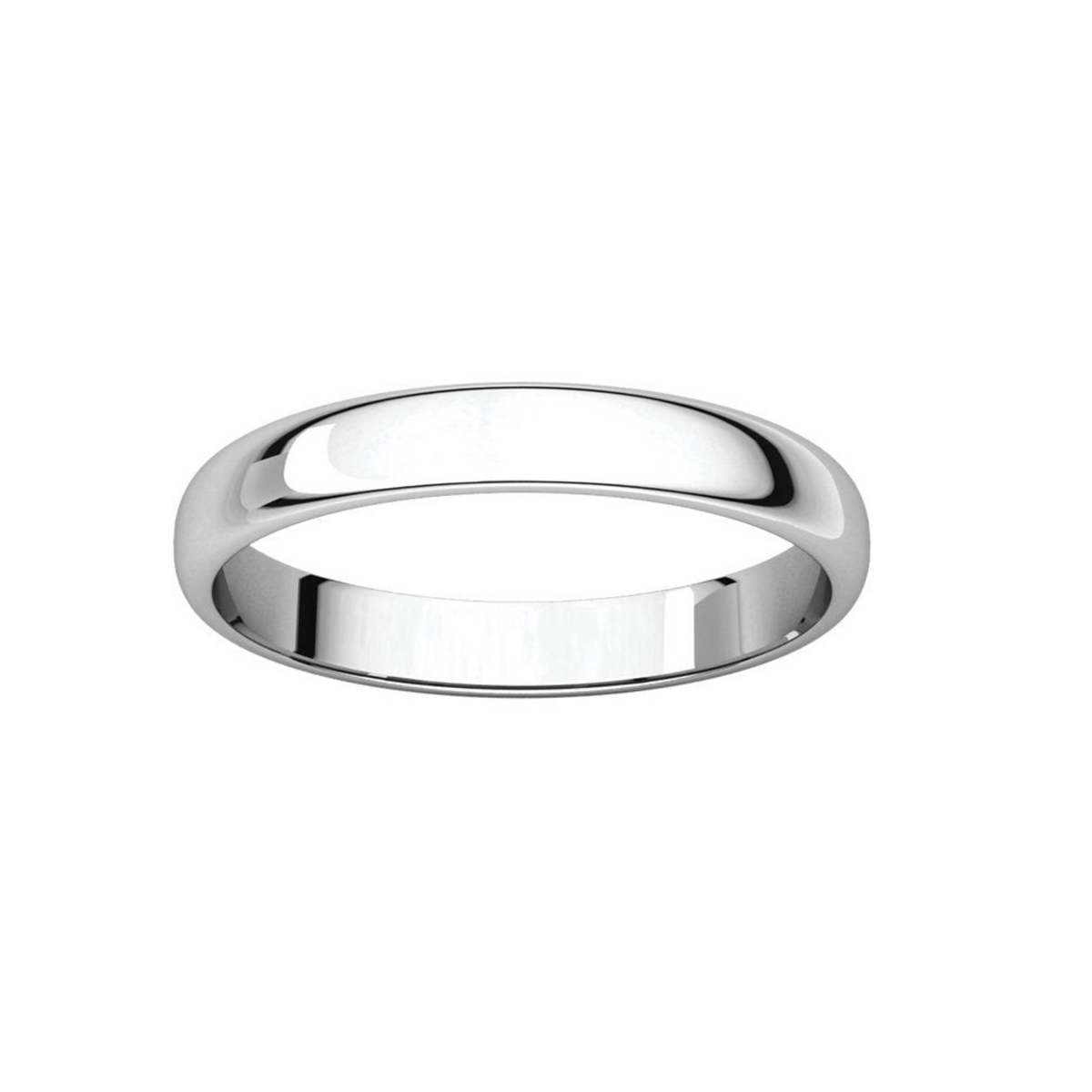 Women's Platinum 3MM Half Round Light Wedding Band 4,4.5,5,5.5,6,6.5,7,7.5,8,8.5,9