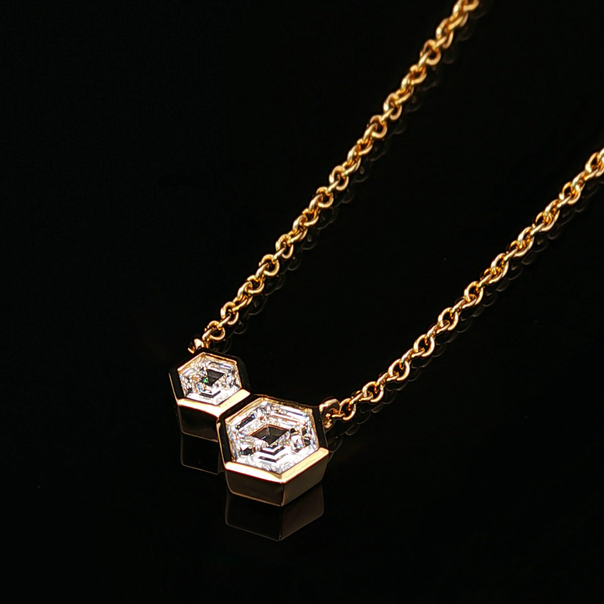 Medoro 14K Yellow Gold .57 ctw Hexagon Cut Diamond Molecule Necklace