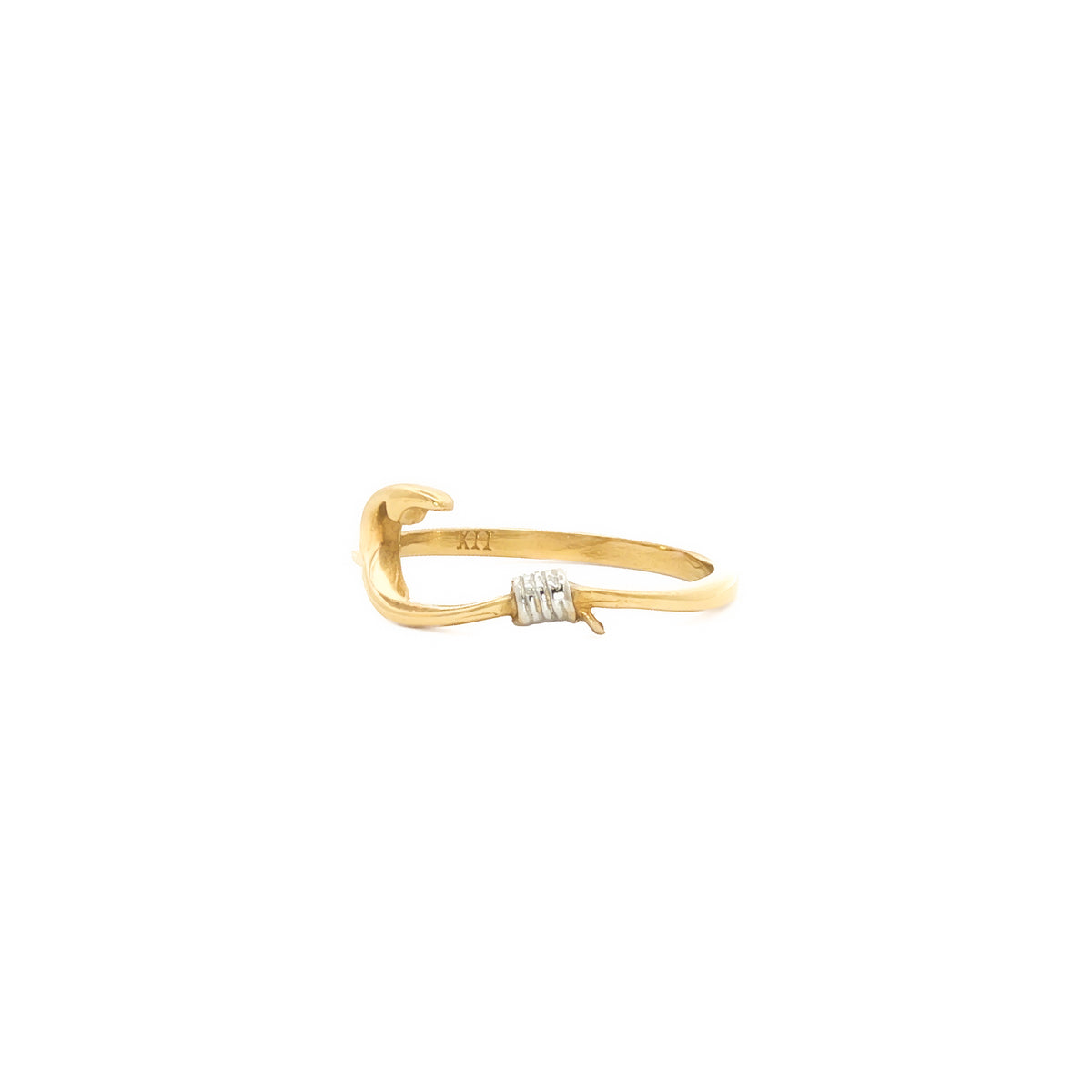 14kt Yellow & White Gold Fish Hook Ring