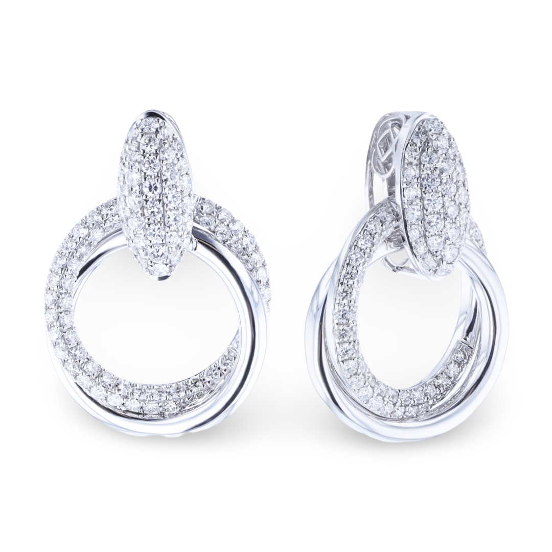 18kt White Gold 1.70 ctw Diamond Hoop Earring