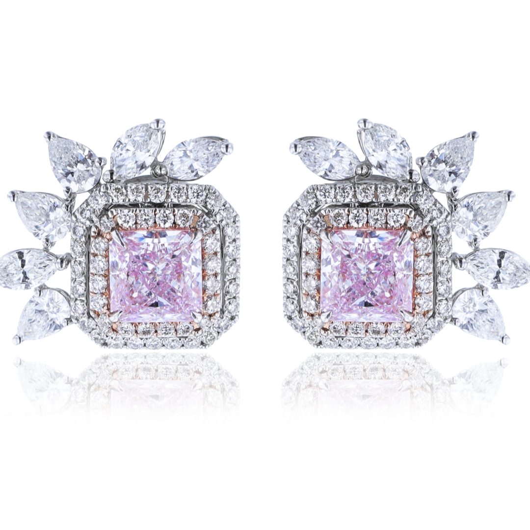 Juleve 18kt White & Rose Gold 2.51 ctw Pink Diamond & 2.09 ctw Diamond Earrings