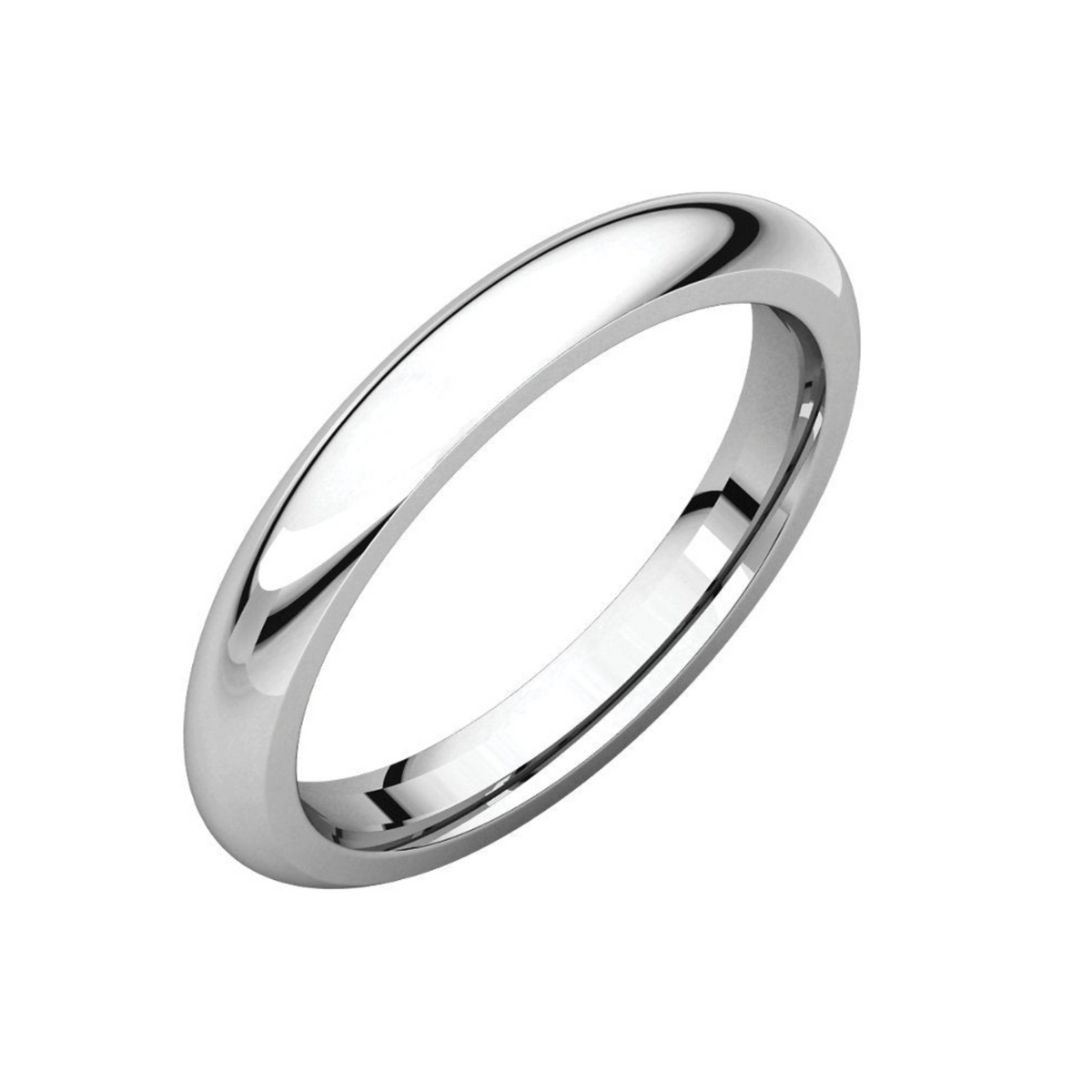 Women's Platinum 3mm Comfort Fit Half Round Wedding Band 4,4.5,5,5.5,6,6.5,7,7.5,8,8.5,9