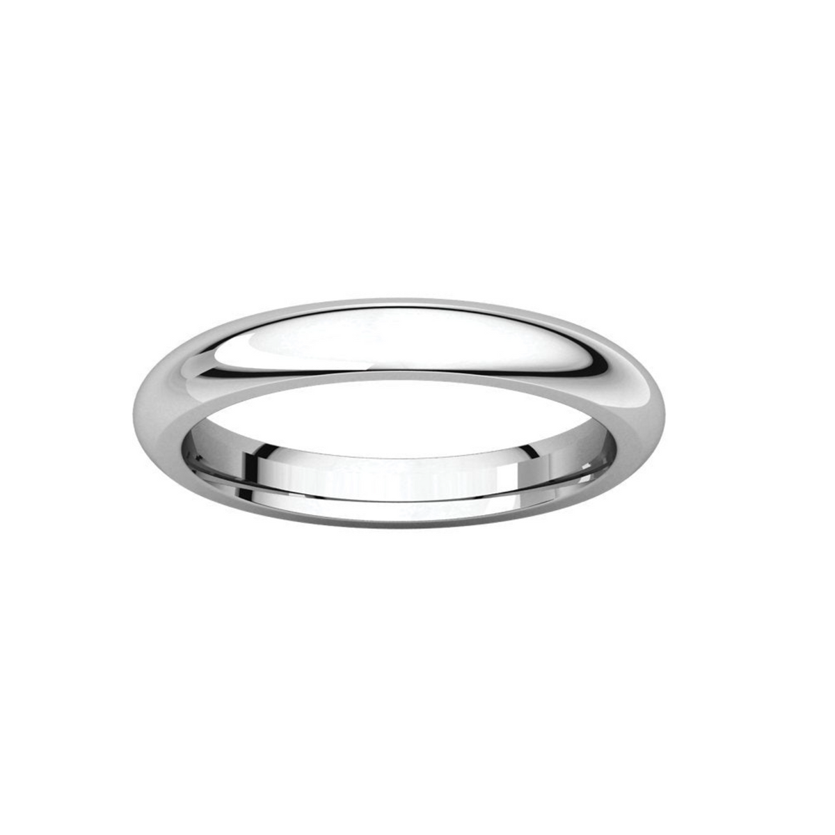 Women's Platinum 3mm Comfort Fit Half Round Wedding Band 4,4.5,5,5.5,6,6.5,7,7.5,8,8.5,9