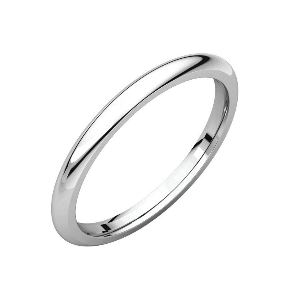 Women's Platinum 2mm Comfort Fit Half Round Wedding Band 4,4.5,5,5.5,6,6.5,7,7.5,8,8.5,9