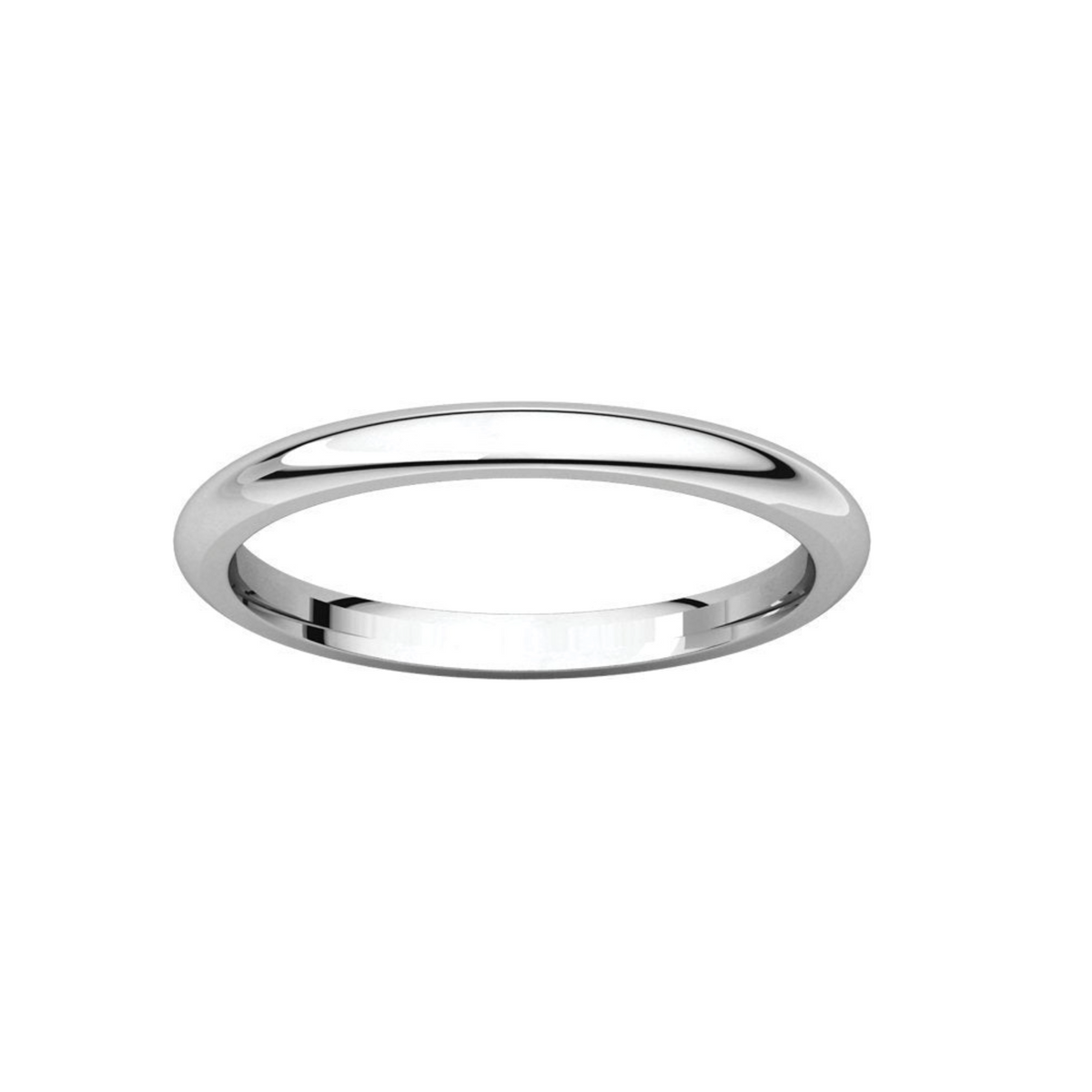 Women's Platinum 2mm Comfort Fit Half Round Wedding Band 4,4.5,5,5.5,6,6.5,7,7.5,8,8.5,9