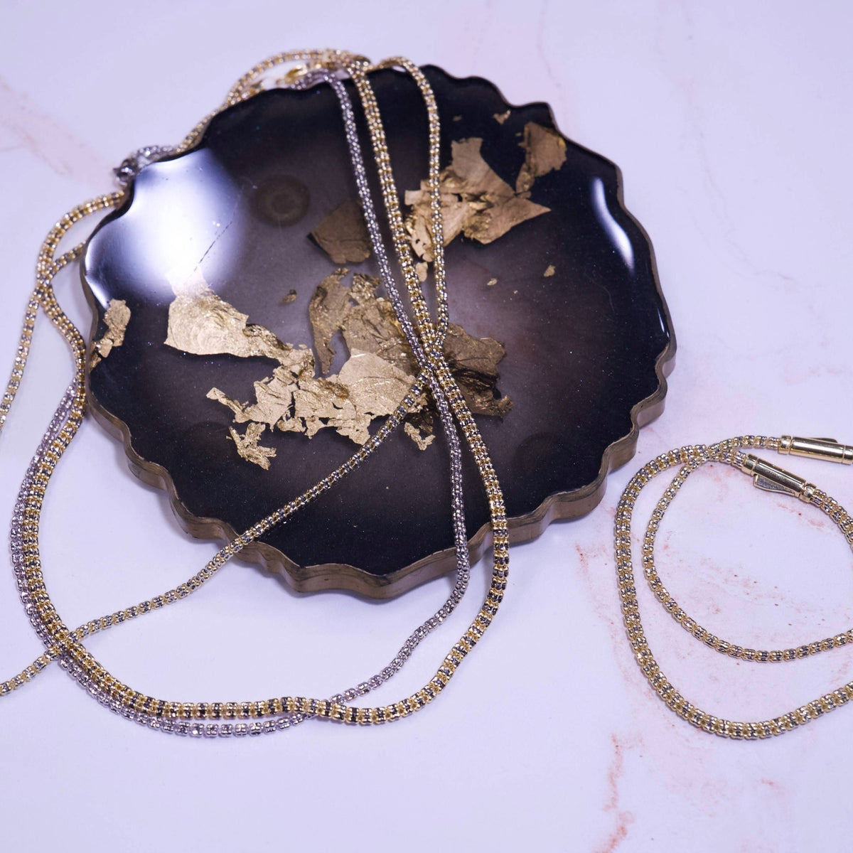 14KT TWO-TONE GOLD 3.3MM DIAMOND CUT ICE LINK CHAIN NECKLACE 18"