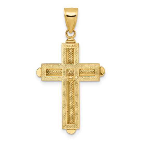 14KT YELLOW GOLD BEVELED CROSS PENDANT