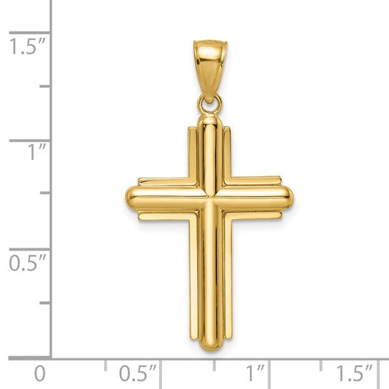 14KT YELLOW GOLD BEVELED CROSS PENDANT