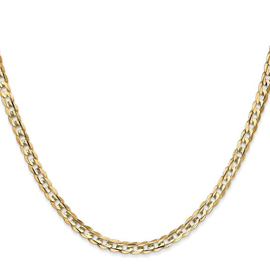 14KT YELLOW GOLD 3.8MM CONCAVE OPEN CURB CHAIN - 5 LENGTHS 16 Inch,18 Inch,20 Inch,22 Inch,24 Inch