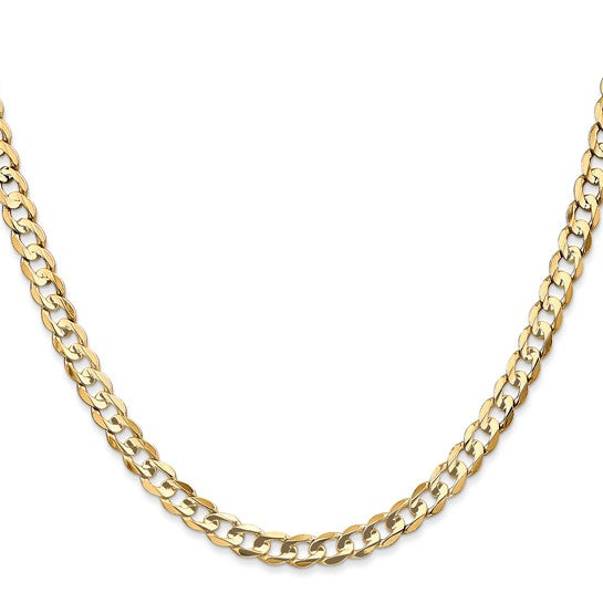 14KT YELLOW GOLD 4.5MM CONCAVE OPEN CURB CHAIN - 6 LENGTHS 16 Inch,18 Inch,20 Inch,22 Inch,24 Inch,26 Inch